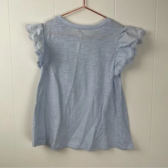 Arizona Jean Co Light Blue Short Sleeve Ruffle T-Shirt - Picture 4 of 5